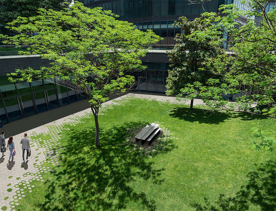 Außenbereich mit dem Pflasterstein POLYLINE