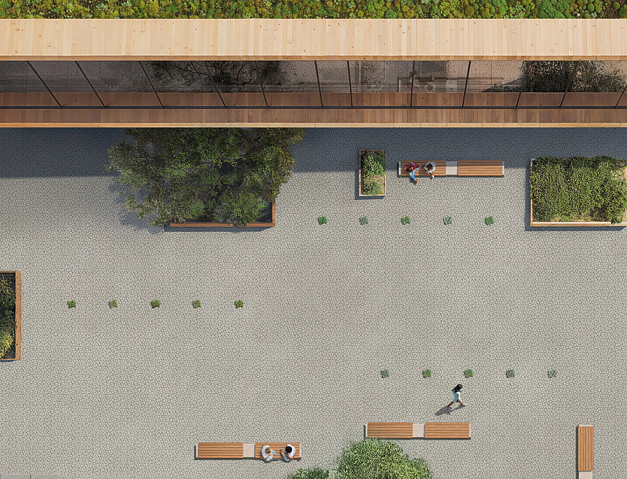 Großer Platz mit ARENA SENO Nr. 10 Naturgrau