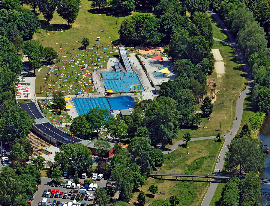 Freibad in Nürnberg mit LAMBADA Pflastersteine von oben