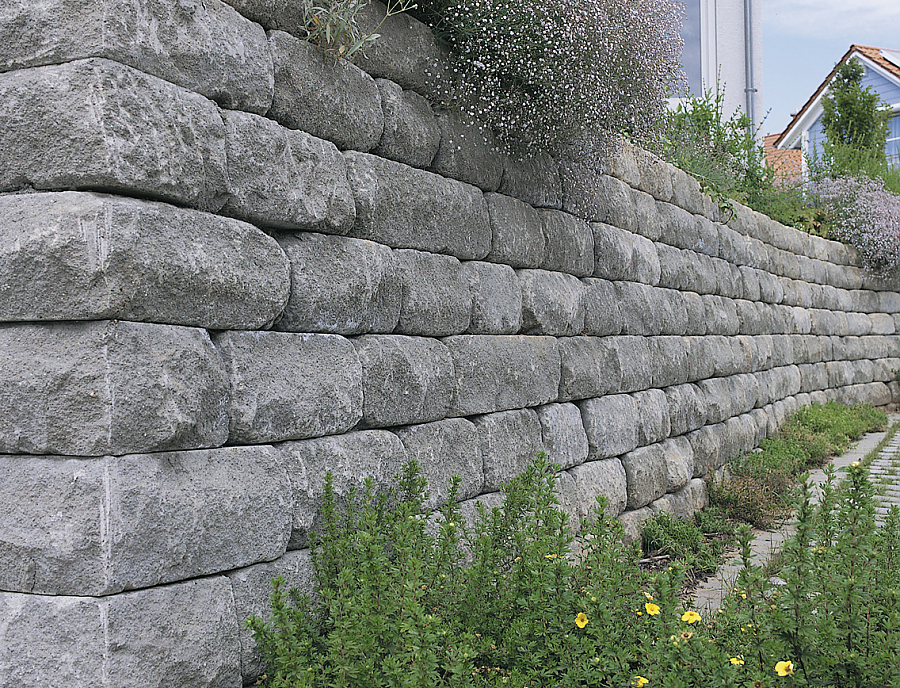 Gartenmauer SANTURO Weinbergmauer in der Farbe Naturgrau