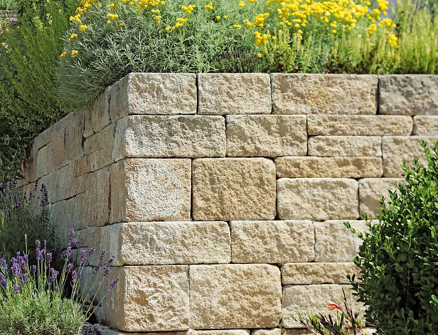 Gartenmauer SANTURO Landhausmauer Typ 20 in der Farbe Kalkstein-Schattiert