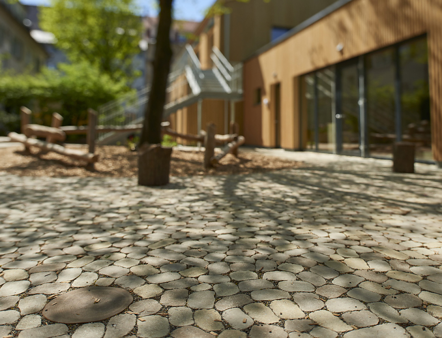 Anwendung von ARENA Pflastersteine beim Stöckach Kindergarten Stuttgart