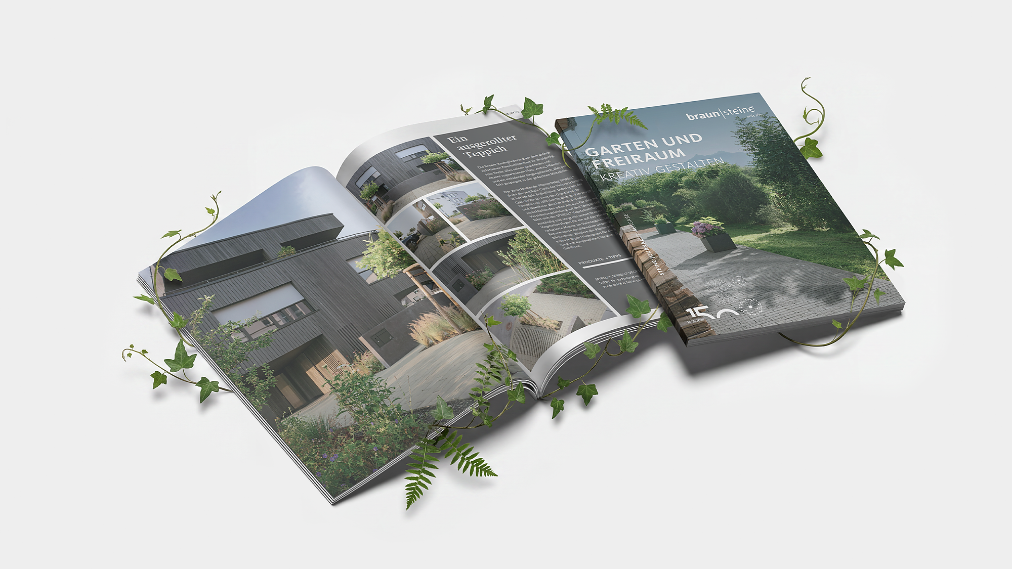 Mockup des aufgeschlagenen Steine-Journals.