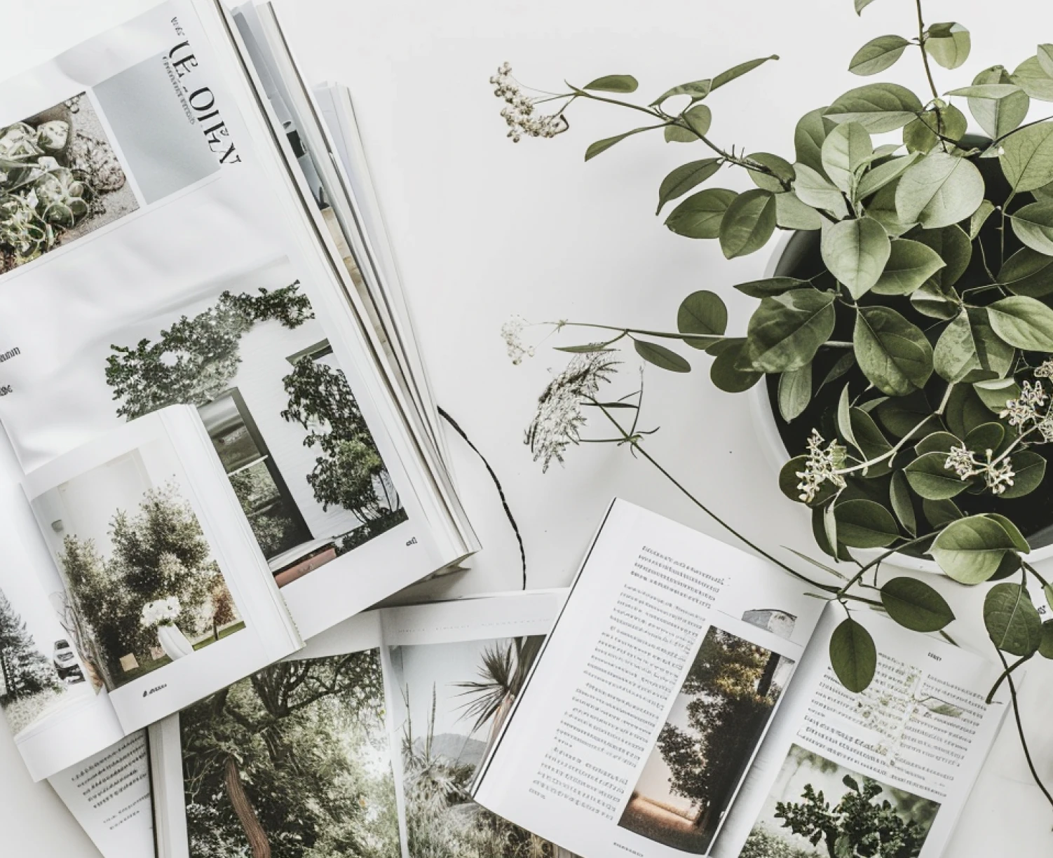 Aufgeschlagene Gartenzeitschriften