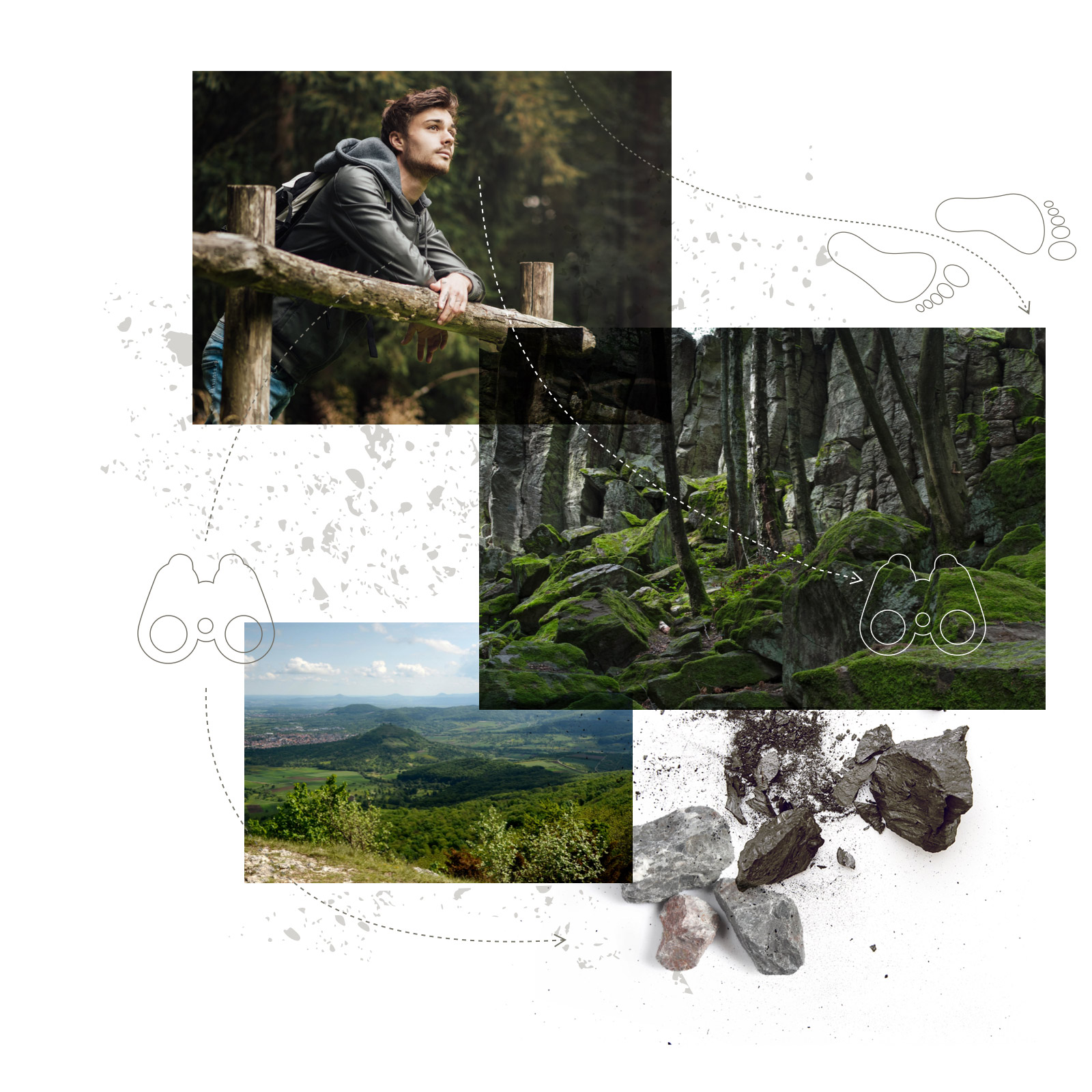 Bildcollage Gestein und Natur