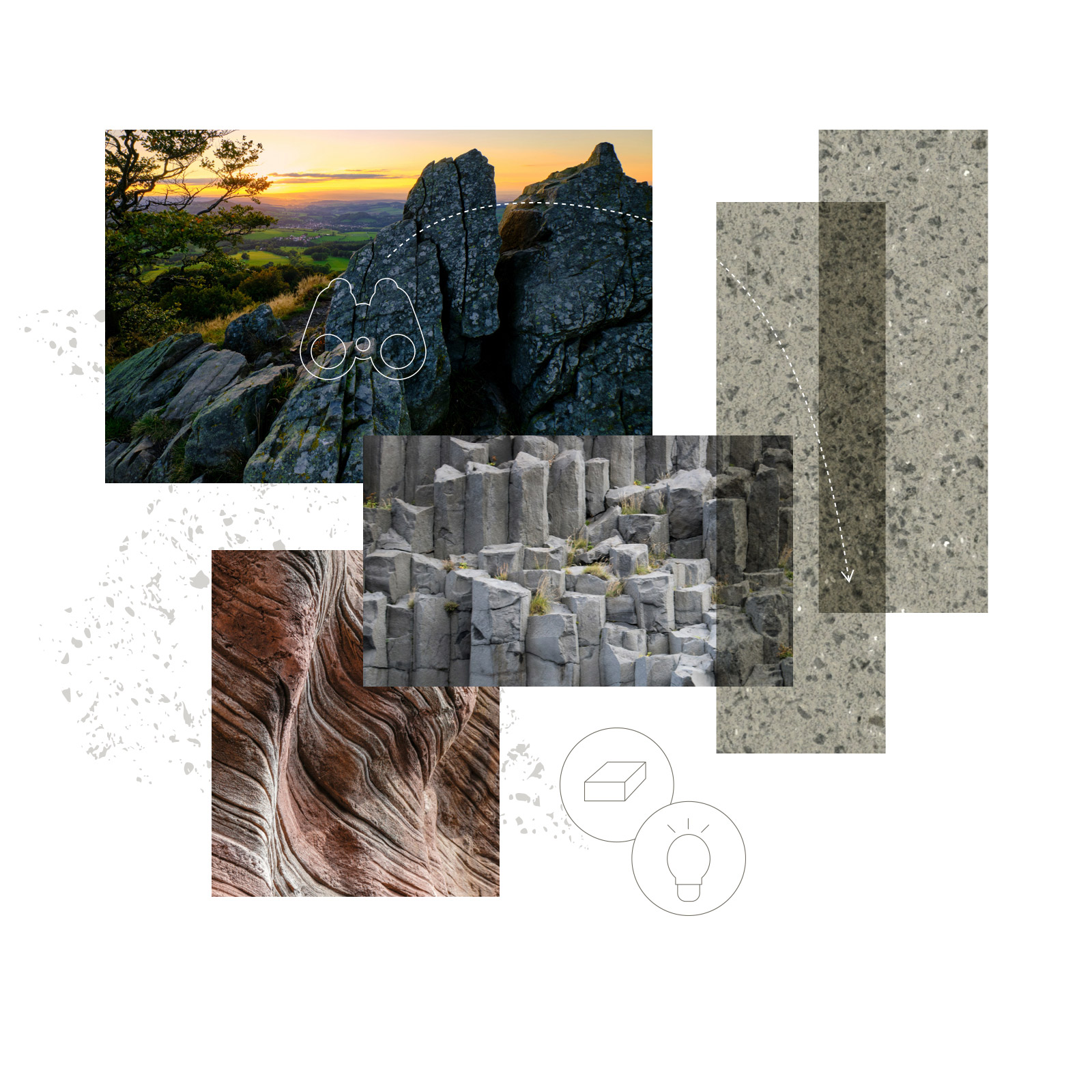 Bildcollage unterschiedliche Gesteinsarten