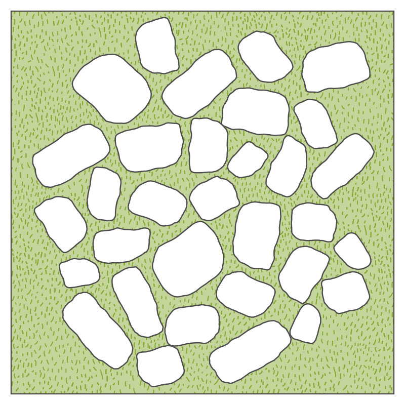 Arena Vegetationsfugenstein Eng bis weit verlegt